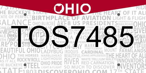 TOS7485 Ohio License Plate