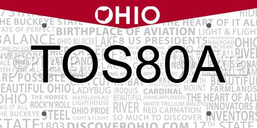 TOS80A Ohio License Plate