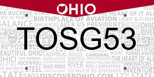TOSG53 Ohio License Plate