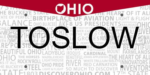 TOSLOW Ohio License Plate