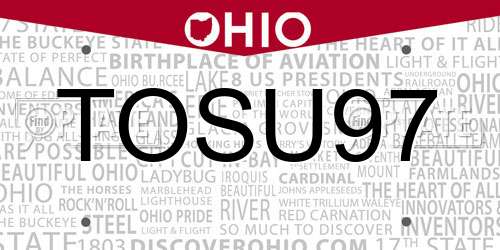 TOSU97 Ohio License Plate