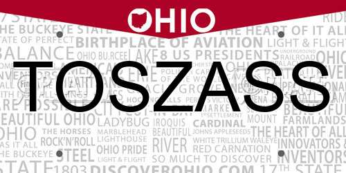 TOSZASS Ohio License Plate
