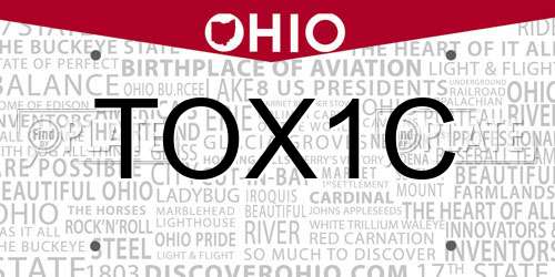 TOX1C Ohio License Plate