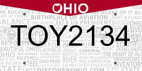 TOY2134 Ohio License Plate