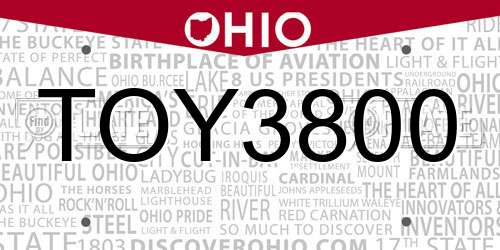 TOY3800 Ohio License Plate