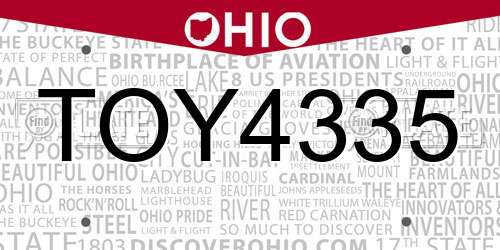 TOY4335 Ohio License Plate