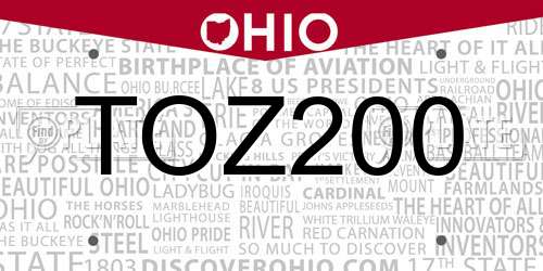 TOZ200 Ohio License Plate