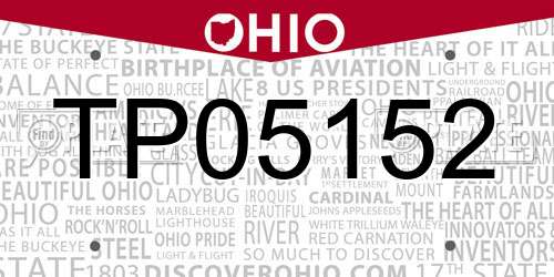 TP05152 Ohio License Plate