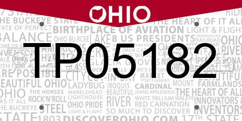 TP05182 Ohio License Plate