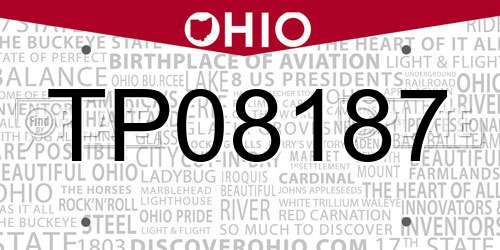 TP08187 Ohio License Plate