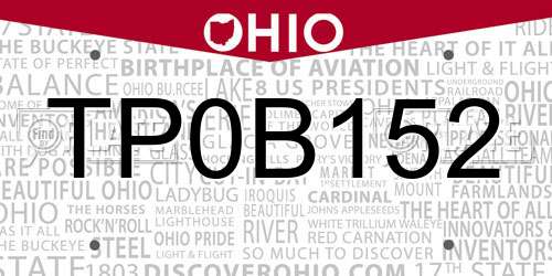 TP0B152 Ohio License Plate