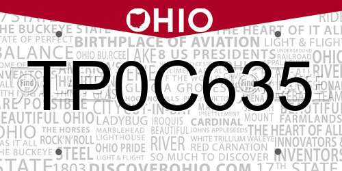 TP0C635 Ohio License Plate