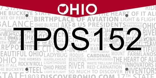 TP0S152 Ohio License Plate