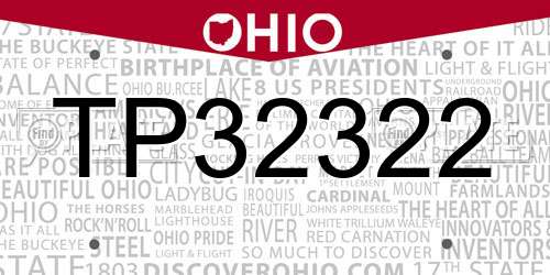 TP32322 Ohio License Plate