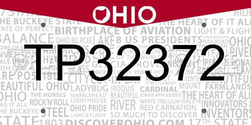 TP32372 Ohio License Plate