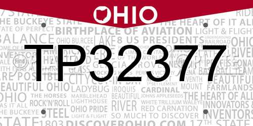 TP32377 Ohio License Plate