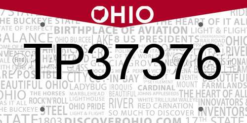 TP37376 Ohio License Plate