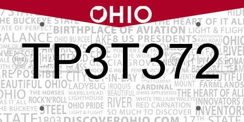 TP3T372 Ohio License Plate