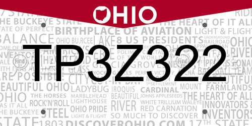 TP3Z322 Ohio License Plate
