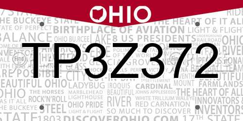 TP3Z372 Ohio License Plate