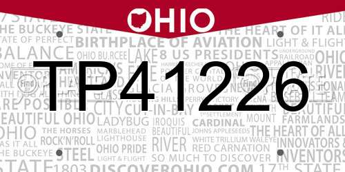 TP41226 Ohio License Plate