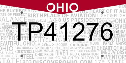 TP41276 Ohio License Plate