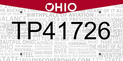 TP41726 Ohio License Plate