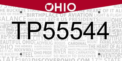TP55544 Ohio License Plate