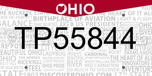 TP55844 Ohio License Plate