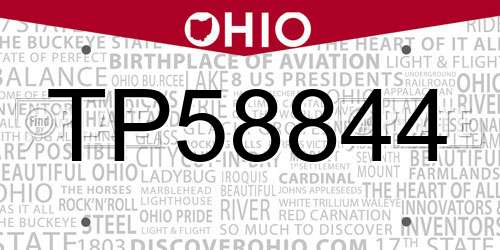 TP58844 Ohio License Plate