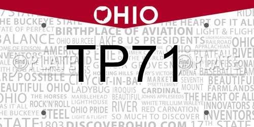 TP71 Ohio License Plate