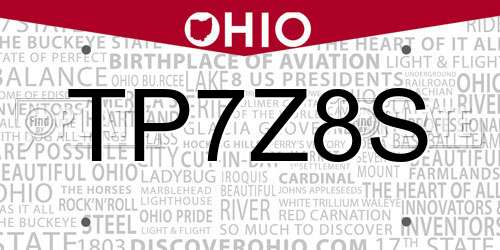 TP7Z8S Ohio License Plate