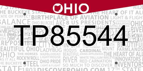 TP85544 Ohio License Plate