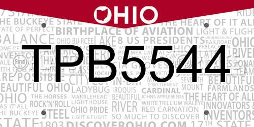 TPB5544 Ohio License Plate