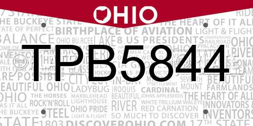 TPB5844 Ohio License Plate
