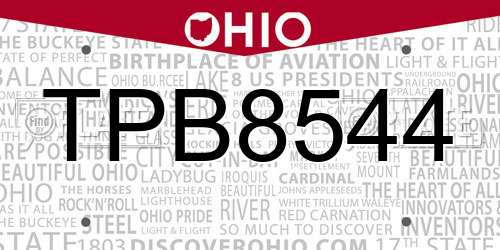 TPB8544 Ohio License Plate