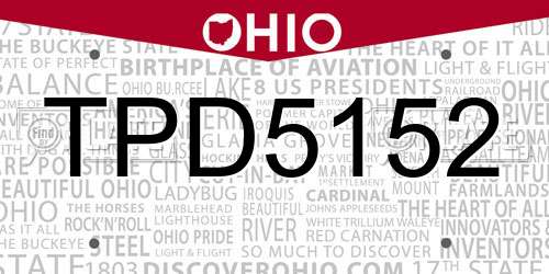 TPD5152 Ohio License Plate