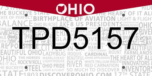 TPD5157 Ohio License Plate