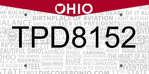 TPD8152 Ohio License Plate