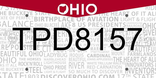 TPD8157 Ohio License Plate