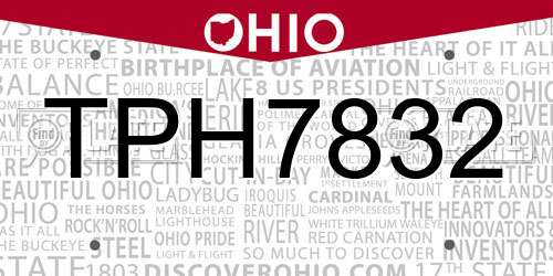 TPH7832 Ohio License Plate