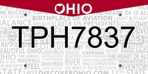 TPH7837 Ohio License Plate