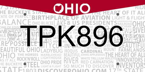 TPK896 Ohio License Plate