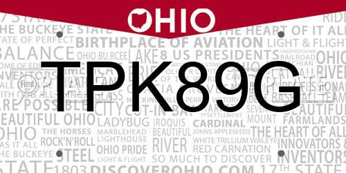 TPK89G Ohio License Plate