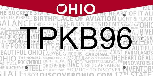 TPKB96 Ohio License Plate