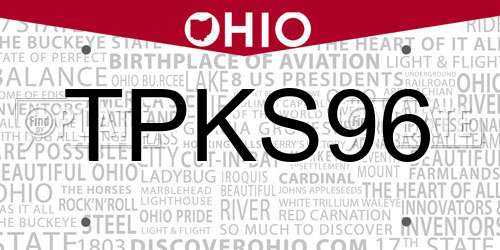 TPKS96 Ohio License Plate