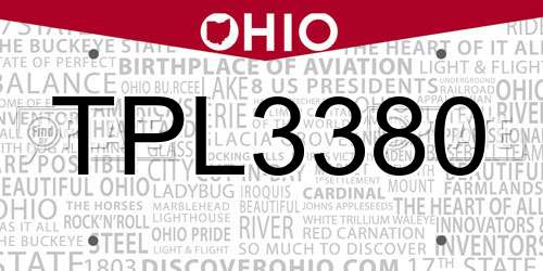 TPL3380 Ohio License Plate