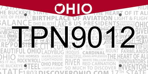 TPN9012 Ohio License Plate