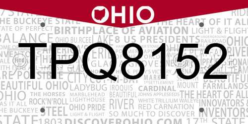TPQ8152 Ohio License Plate