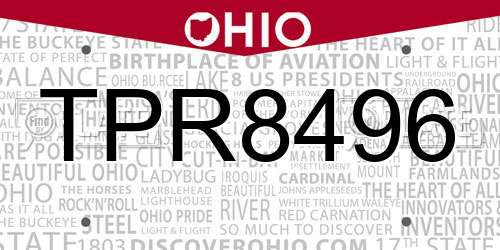 TPR8496 Ohio License Plate